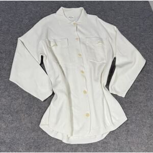 Wilfred Free Womens White Collared Button Up Shirt Pockets Long Sleeve Size Med￼